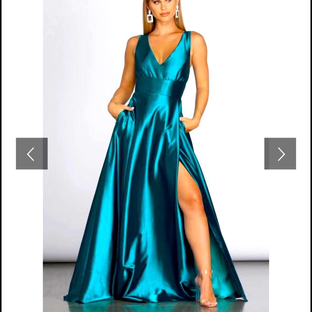Emerald satin dress